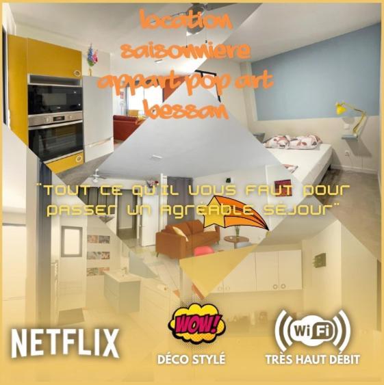 Appart Pop-Art Proche Autoroute, Plages Et Attractions, Wifi - Tv, Deco Stylee, Calme Bessan Extérieur photo